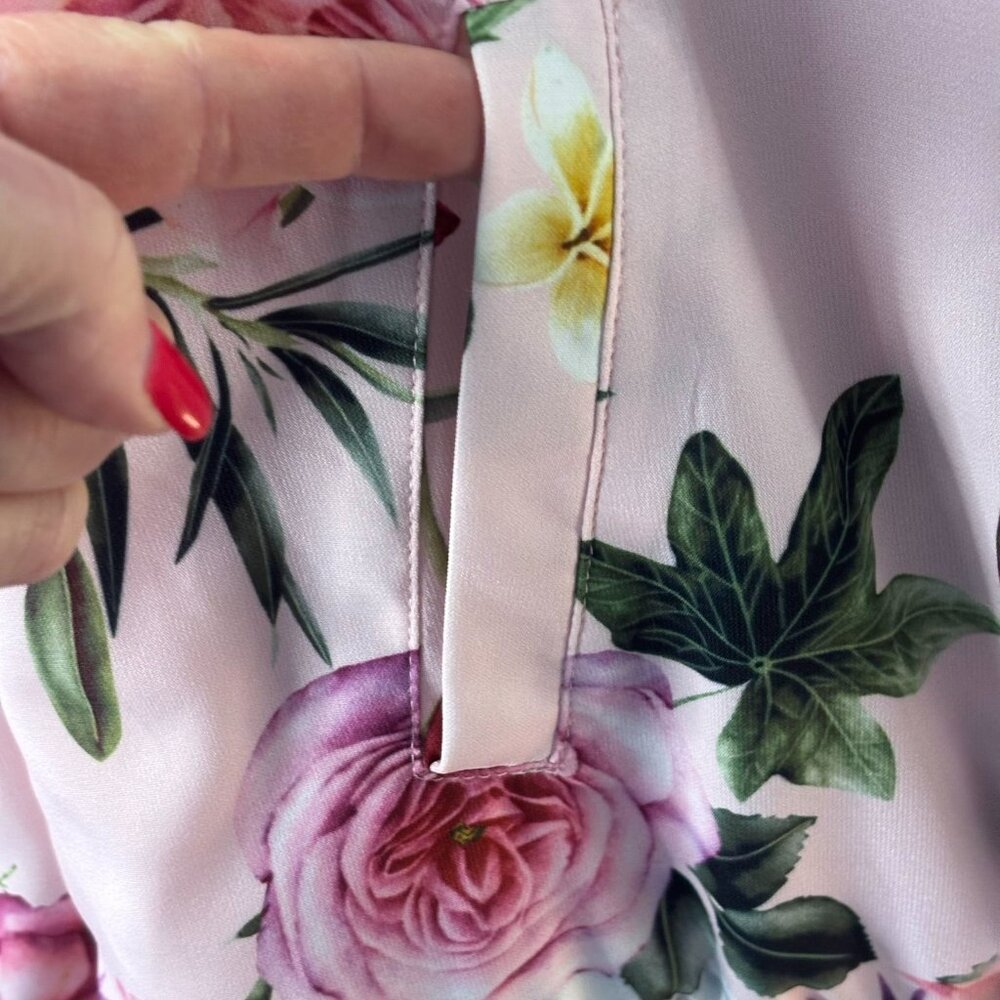 Charlie B Floral Bomber Jacket Pink With Zipper Front & Elastic Hem Lightweight - Picture 9 of 16